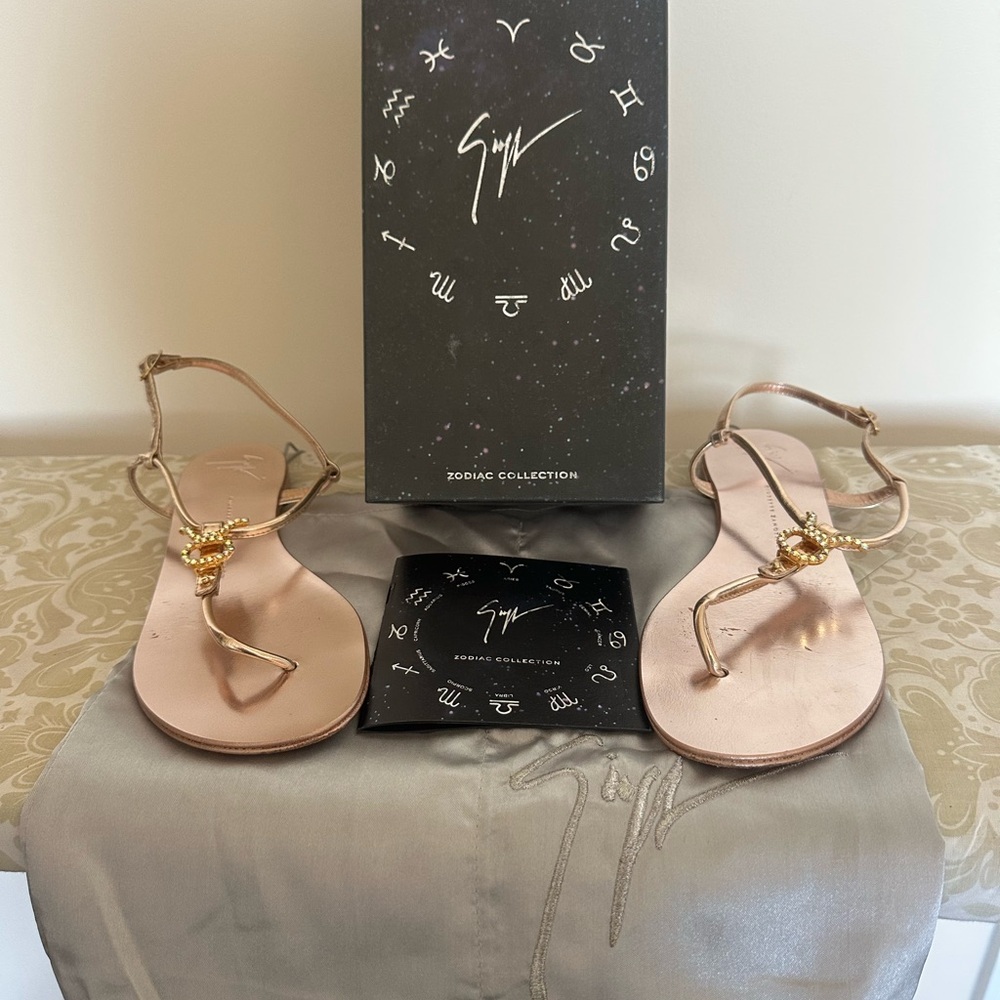 Giuseppe Zanotti Gold Women's Sandals Zodiac Collection Limited Edition Size 39